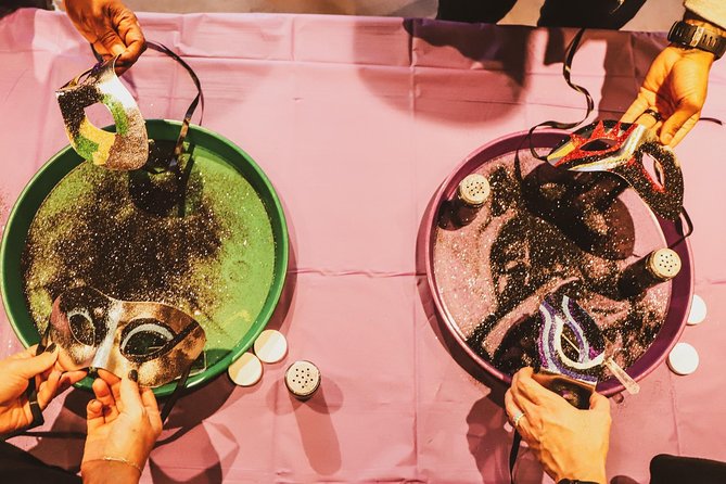 Mardi Gras Mambo Tours: Mambo Nights - Mardi Gras World: mask-making, float views, and Hurricanes + King Cake