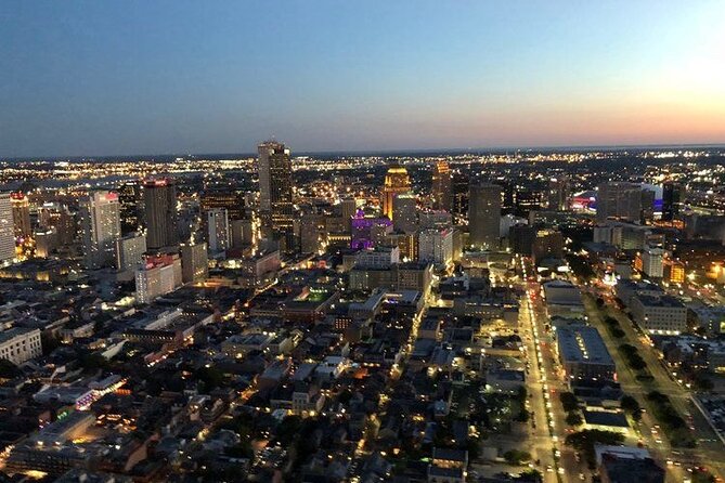 New Orleans City Lights Night Helicopter Tour - French Quarter at night: Jackson Square and St. Louis Cathedral from the sky