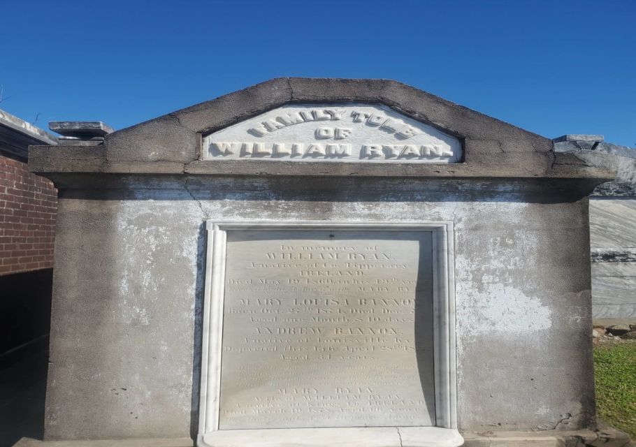 New Orleans: Secrets and Societies Cemetery Experience - Charity Hospital Cemetery and the Katrina Memorial: thousands of buried lives behind the monument